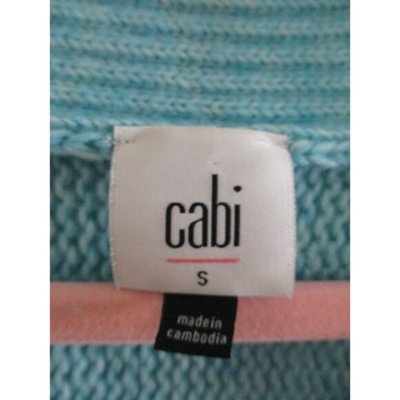 CAbi Womens Sz S Frosty Pullover Knit Sweater V-Neck Aqua Blue Style 4282 Casual - Picture 6 of 8